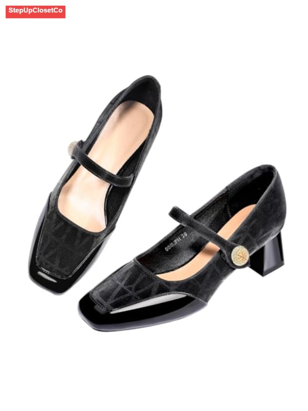 Women's Square Toe Mary Jane Chunky Block Heels Pumps Dress Shoes